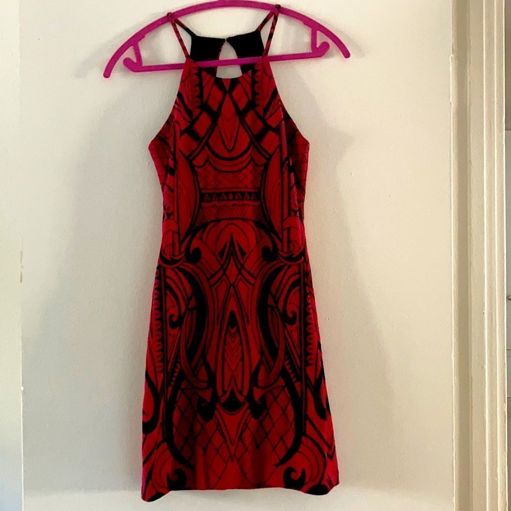 Parker Red/Black Open Back Dress